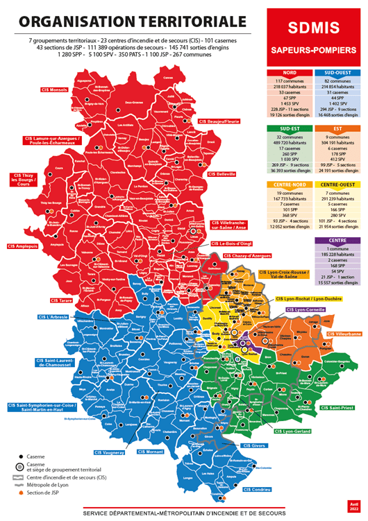 Carte des groupements du SDMIS